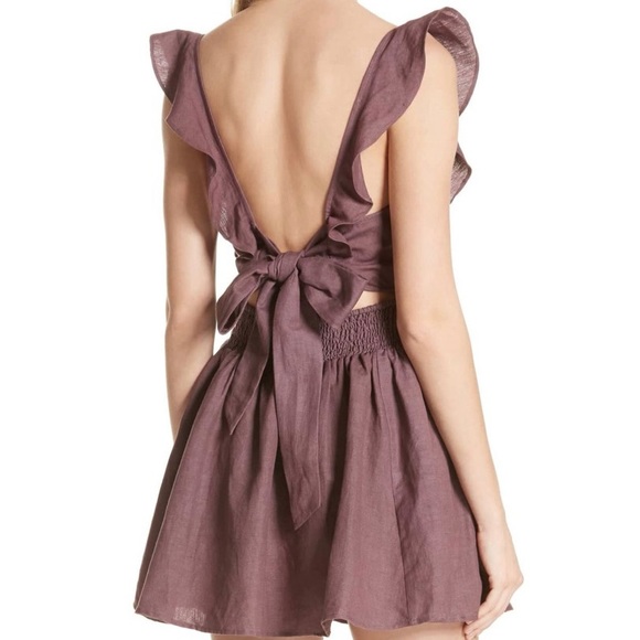 Free People Collette Linen Blend brown mini dressL - Picture 8 of 10